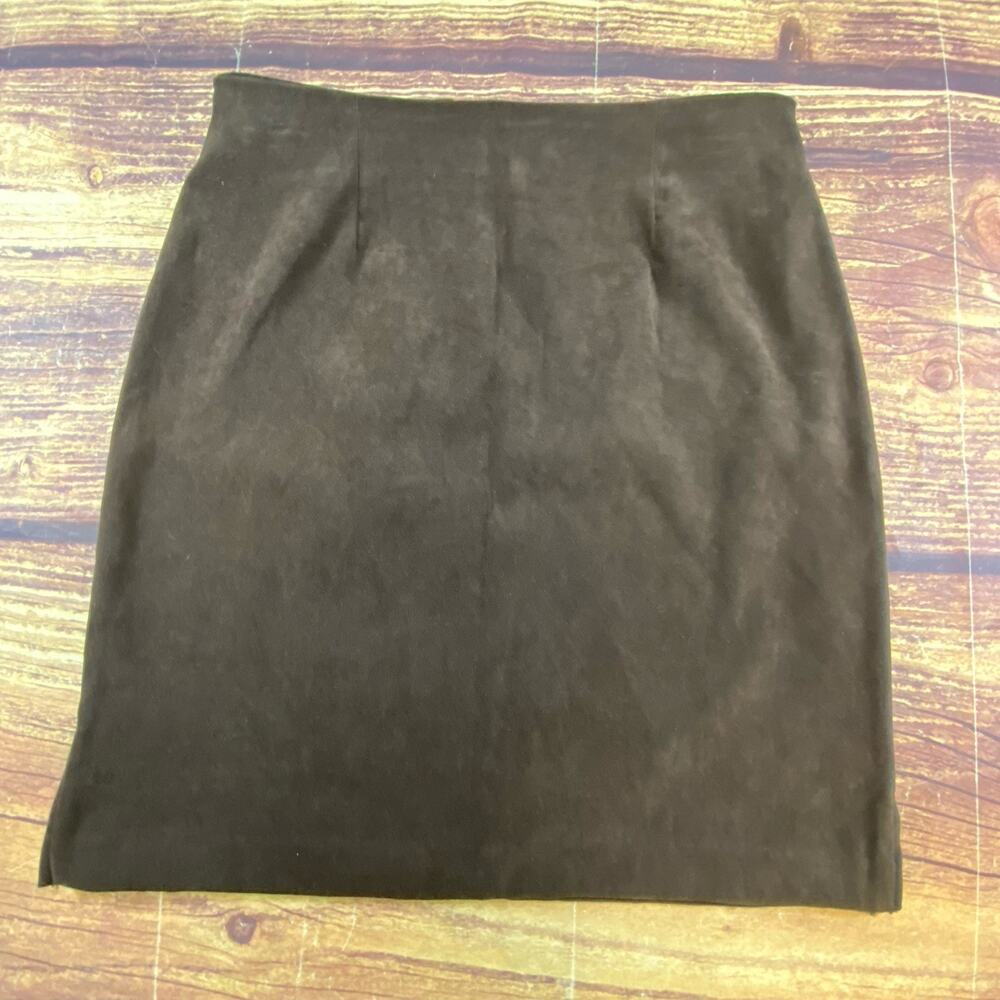 Vintage Ilyza New York Brown Pencil Skirt Size 6 Casual Office Suede Like 90s